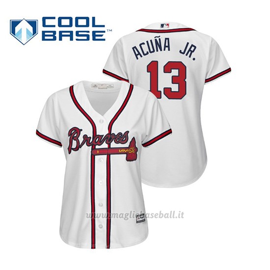 Maglia Baseball Donna Atlanta Braves Ronald Acuna Jr. Cool Base Majestic 1ª2019 Bianco